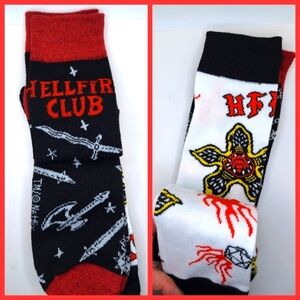 Stranger Things crew socks 2 pair Hellfire club DND flames daggers